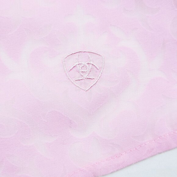 Ariat Women’s Light Weight Solid Pink Scrolled Blouse - Picture 4 of 5